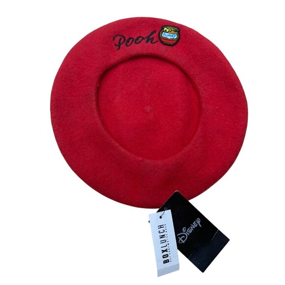 Disney BoxLunch Red Mens Wool Pooh Beret Hat Embroidered Graphics OS - Picture 6 of 14